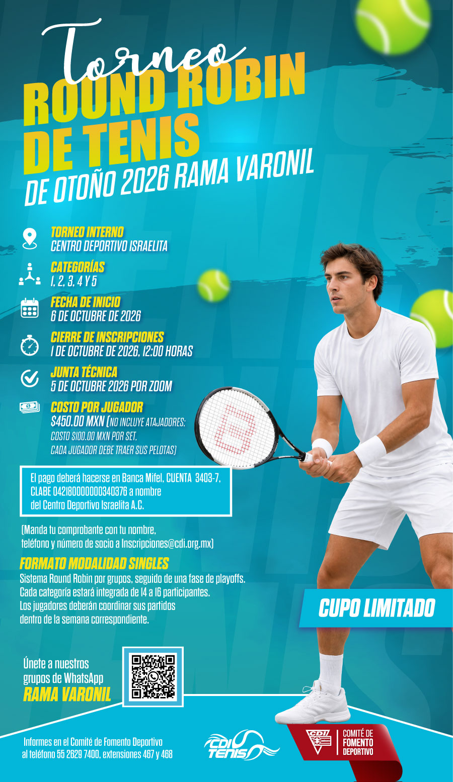 Torneo Round Robin de Tenis de Otoño 2026 Rama Varonil